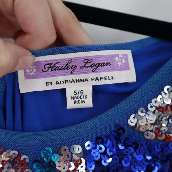 Hailey Logan By Adrianna Papell Sequin Bodycon Dress Womens 5/6 Blue Mermaidcore - Picture 3 of 10
